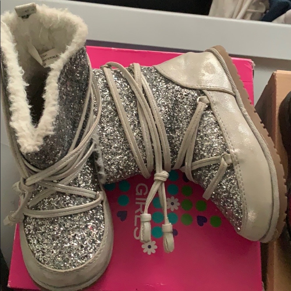 Silver glitter boot